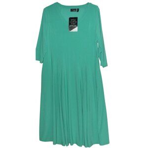 Attitudes By Renee Womens Dress Womens Plus 1X Teal Green Como Jersey Godet Midi